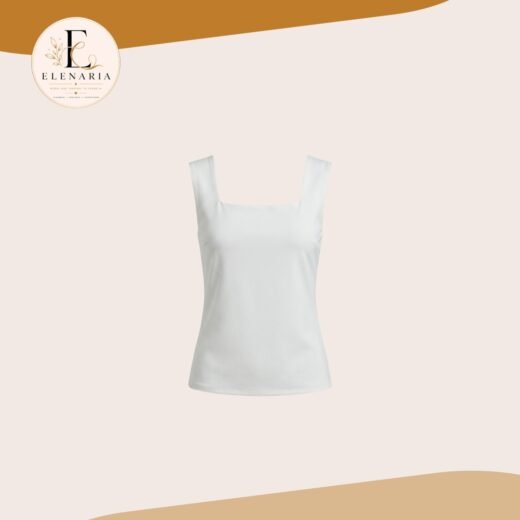 Top Básico Escote Cuadrado Blanco de Tirantes Anchos